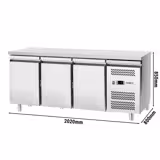 Bakkerij koelwerkbank ECO - 2020x800mm - 456 liter - met 3 deuren