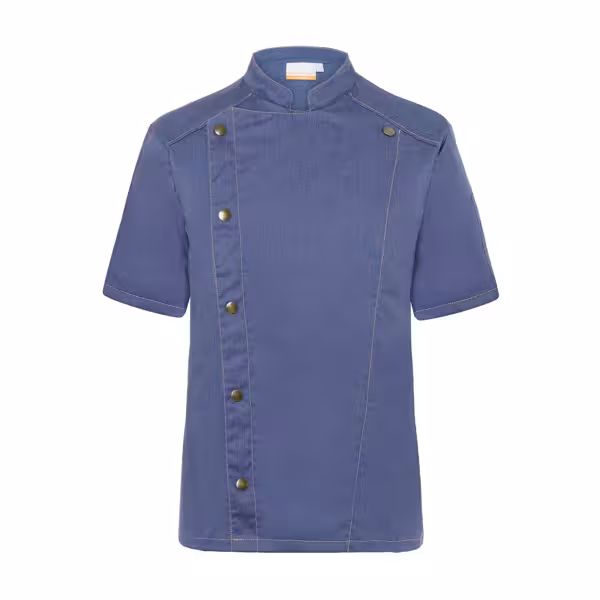 KARLOWSKY | Short-Sleeve Chef Jacket Jeans Style – Vintage Blue - Size 46 - Press-Stud Closure