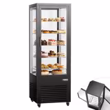 4-Sided Glass Display Fridge - 440L - 675mm - Double glazing - with 5 glass shelves - front & rear glass doors - for drinks & dairy - Black