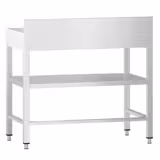 Mesa de trabalho em aço inoxidável PREMIUM - 700x600mm - com prateleira inferior & com painel traseiro & com travessas de reforço