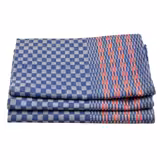 (150 pcs) Tea towel made of Linen‑cotton Checked - 50x100cm - Blue checked with red stripes