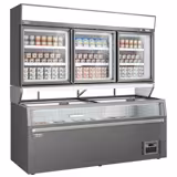 Commercial multideck display freezer - 2104mm - 346L - with 3 sliding glass doors & 6 shelves - incl. island freezer - Grey