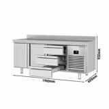 Koelwerkbank PREMIUM PLUS - 1960x600mm - 385 liter - met 2 deuren - met 3 lades - met opstand