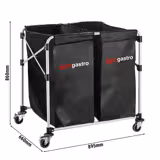 Carrello portabiancheria - pieghevole - 2x150L - telaio in alluminio - Nero