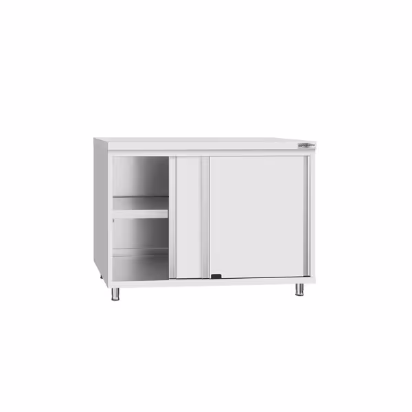 Paslanmaz Çelik Dolaplı Çalışma Tezgahı ECO -1000x600mm  - Sürgü Kapılı