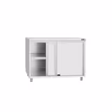 Tavolo armadiato in acciaio inox ECO - 1000x600mm - con 2 porte scorrevoli
