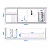 Dozator de bere profesional cu răcire integrată 2,5 x 0,7 m - cu 1 uşă şi 4 sertare 1/2