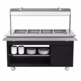 Banco per Buffet caldo DANZIG - 1600 mm - per 4x GN 1/1 - con scorrivassoio - nero