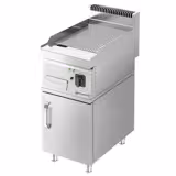 Plancha électrique - plaque acier - 4,5 kW - Rainurée - Surface de cuisson : 400x600mm - incl. soubassement avec 1 porte