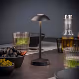 (4 pz) Lampada da tavolo LED ricaricabile - ALVA MICRO - dimmerabile a 3 livelli - IP54 - per interno/esterno - Ø 80mm - Nero