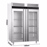 Glass Door Upright Fridge Stainless steel PREMIUM - GN 1/1 - 1400L - with 2 glass doors