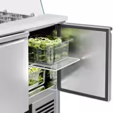 Saladette réfrigérée PREMIUM - 900mm - 240L - 2 portes - avec vitrine de comptoir pour 2x GN 1/1 & 3x GN 1/6