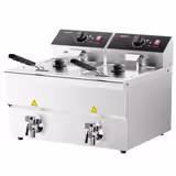 Elektromos dupla olajsütő - asztali - 8+8 liter - 6,5 kW - manuális vezérlés - leeresztőcsappal