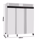 Vrieskast RVS ECO - GN 1/1 - 1800liter - tot -22°C - met 3 deuren - geforceerde koeling, digitaal thermostaat, slot & roosters