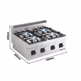 Gasfornuis tafelmodel - MARIO 600 - 600x600mm - 14,0 kW - 4 pits