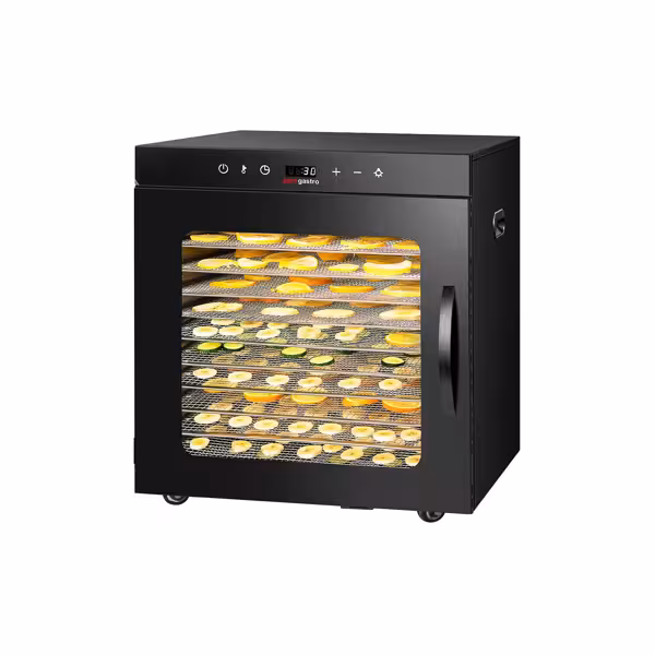 Professionell Torkugn i rostfritt stål / Kraftfull Dehydrator - 10 hyllor - svart - 800 W - 30–90 °C