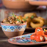 (6 st) ARABESQUE - Serveringsfat - rektangulär - melamin - 380x155 mm - terrakotta/blå