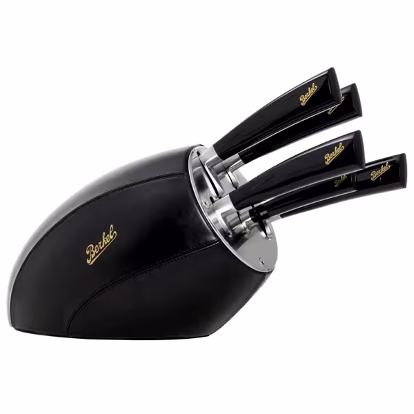 BERKEL | ELEGANCE - Messenblok met 5 messen - Zwart leer