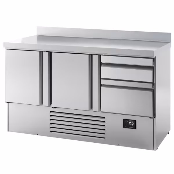 Stół chłodniczy PREMIUM PLUS - 1460x700mm - 355L - z 2 drzwiami - z 2 szufladami - z rantem