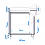 Armário de Trabalho PREMIUM - 800x700mm - com portas de batente, prateleira de base & espelho sanitário