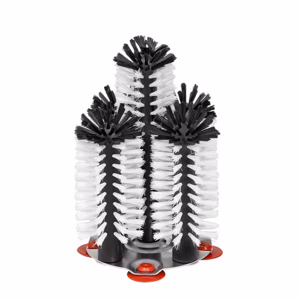 (2 stuks) FUCHS | DELFIN® Glazen afwasborstel - 4x180mm + 1x240mm - met metalen voetplaat - Rond