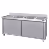 Meuble évier ECO - 1800 x 600 mm - avec 2 bacs au centre