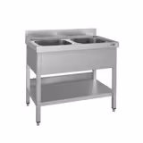 Spoeltafel ECO - 1000x600mm - met bodemschap & 2 spoelbakken in het midden