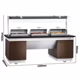 Balcão de buffet quente DUBLIN - 1,6 x 0,8 m - com 3 travessas