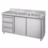 Dulap pentru chiuvetă ECO – 1400 x 600 mm – cu 3 sertare și 2 chiuvete pe partea dreaptă