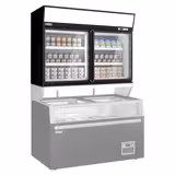 Přístěnný mrazicí regál Supermarket - 1450 mm - 232 litrů - se 2 dvířky a 2 policemi - černý