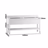 Spoeltafel voor pannen Premium - 1600x700mm - met onderbouw & 2 spoelbakken