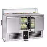 Saladette PREMIUM - 1368mm - 3 porte - con vetrina in vetro dritto per 8x GN 1/6