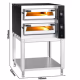 Electric Deck Pizza Oven - Twin Deck - Refractory Stone Deck - 4+4 - Ø 35cm (13.8") - 230V 3 Phase - Touchscreen Controls - up to 400°C - incl. Base frame