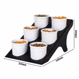 Alzata per buffet PREMIUM - Acciaio inox - Nero - Tonda - 335x540x250mm - incl. 6 ciotoline in melamina