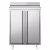 Stainless Steel Floor Cupboard - for coffee machine - 800x600mm - with Double Doors & Upstand