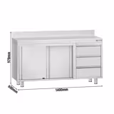 Masă de lucru cu dulap ECO - 1,4 m - cu 3 sertare pe dreapta şi cant