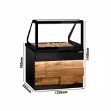 Warmhaltetheke TORONTO - 1250mm - Holzfront - für 3x GN 1/1- schwarze Granit-Arbeitsplatte
