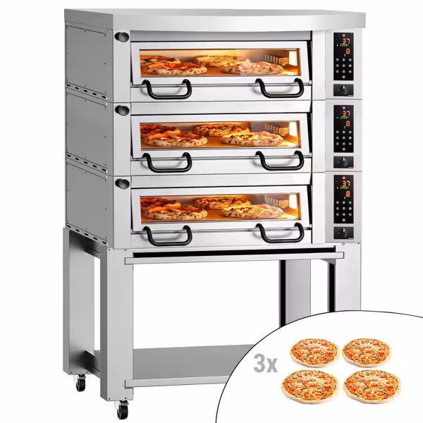 Elektro Pizzaofen Power - 4+4+4x 34cm - Digital - inkl. Haube & Untergestell