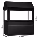 Charcoal Grill TORONTO - 1900mm - Black Front - Black Granite Worktop - tempered glass front - 4 grill grates