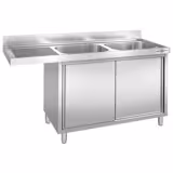Commercial Dishwasher Sink with Cupboard PREMIUM - 1800x700mm - 2 Bowls, Right-Hand Bowl