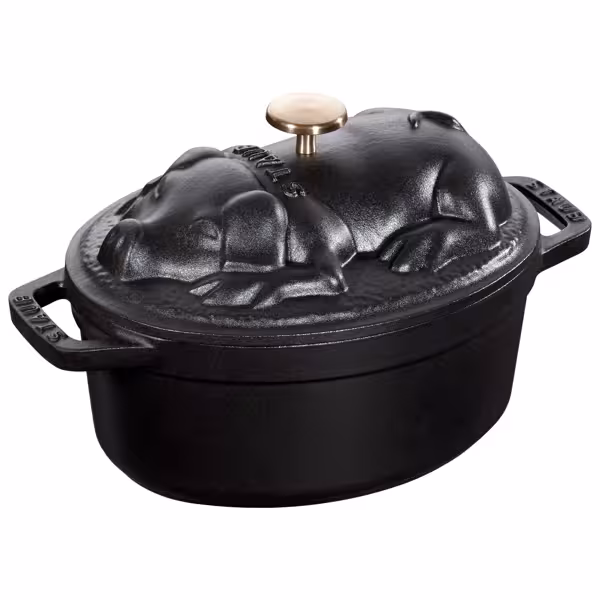 STAUB | LA COCOTTE - Kookpot - Varkensdeksel - Ovaal - 170mm - Gietijzer - Zwart