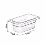 (6 adet) CAMBRO | CAMWEAR® polikarbonat GN  1/9 küvet- şeffaf - Yükseklik: 65 mm
