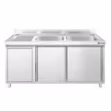 Meuble plonge PREMIUM - 1400x700mm - avec poubelle intégrée et 2 bacs