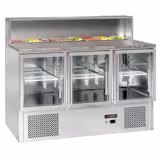 Commercial Saladette Counter ECO - 1368mm - 402L - 3 glass doors - for 7 x GN 1/6