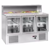 Commercial Saladette Counter ECO - 1368mm - 402L - 3 glass doors - for 7 x GN 1/6