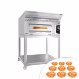 Four à pizza à gaz - 9 x 34 cm - Manuel - avec hotte, soubassement et roulettes