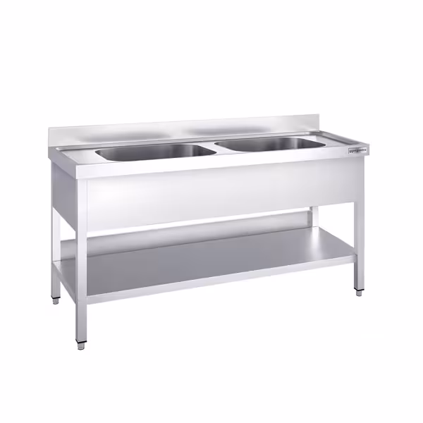Mueble fregadero PREMIUM - 1600x600mm - con base y 2 lavabos en el centro