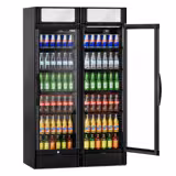 (2 pièces) Vitrine réfrigérée à boissons - 690 litres - avec 2 portes vitrées et écran publicitaire