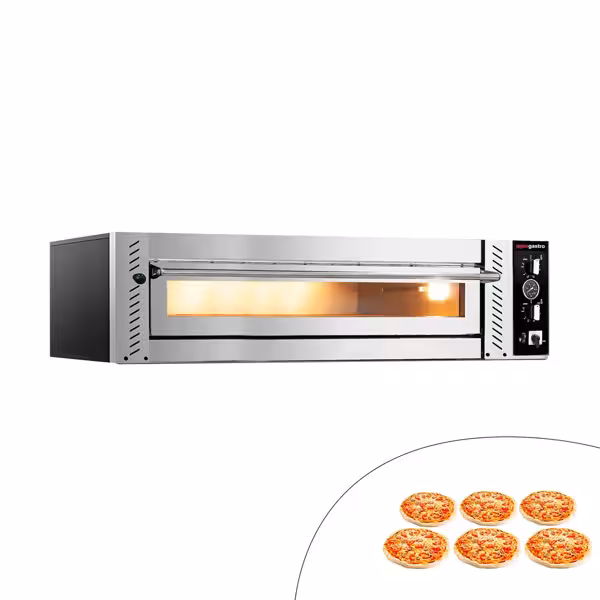 Commercial Electric 1‑Chamber Pizza Oven – 6x Ø30 cm - 450°C - Manual Controls - 6.30 kW 400V 3N