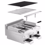 Churrasqueira a gás de pedra vulcânica - 800mm | 14kW - BBQ profissional - De bancada - 700mm Prof.